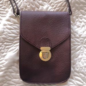No name burgundy cell phone crossbody purse